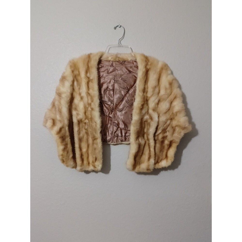 VINTAGE Blonde Mink Stole Scarf Fur Cape Shawl Fur 40's 50's Read ! - Picture 2 of 12